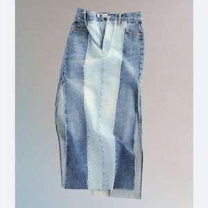 Zara Patchwork TRF Denim Skirt